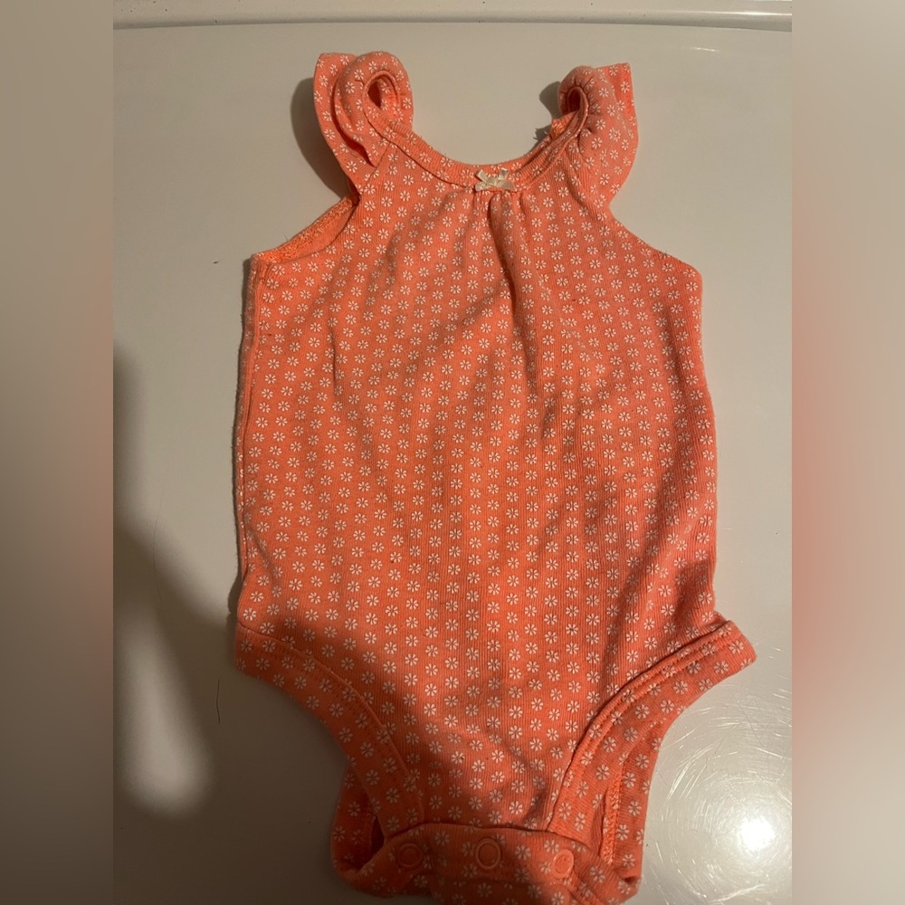 Orange Floral Baby Onesie